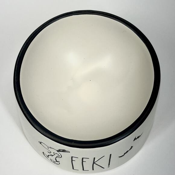Peanuts X Rae Dunn Snoopy EEK! Halloween Dog Pet Food Raised Bowl 6x3.5” Ceramic - Picture 2 of 8